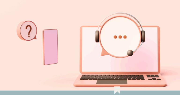 8 Ways Small Businesses Can Improve Customer Service Illustration of AI chatbot as a service rep and a computer on a desk.