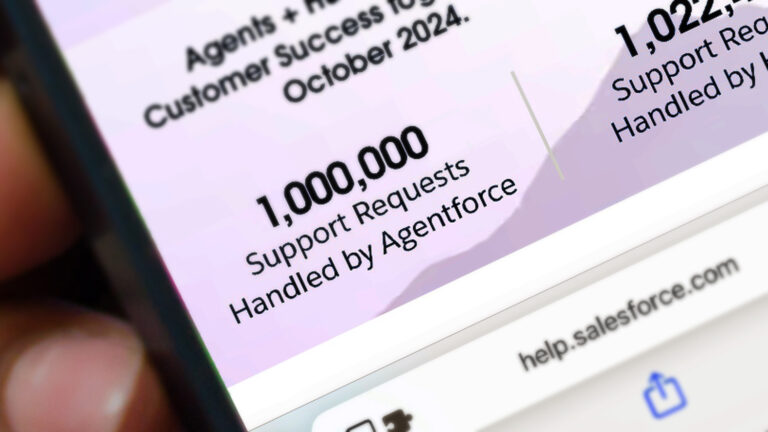 Image of Agentforce on Help displaying one million support requests handled.
