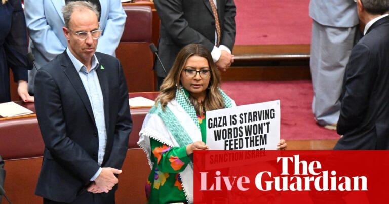 Australia politics live: Labor attempts to move censure motion against Mehreen Faruqi over Gaza sign protest | Australia news