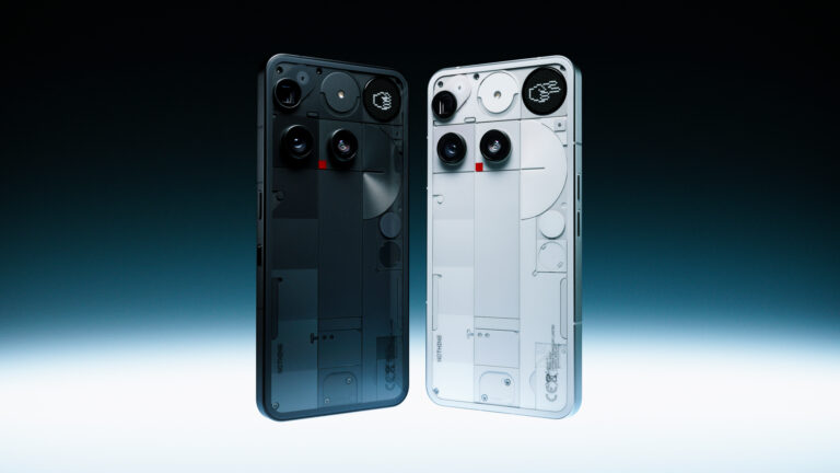 Nothing Phone 3; a black and a white smartphone