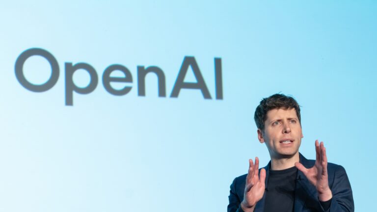 Open AI CEO Sam Altman speaks during a talk session with SoftBank Group CEO Masayoshi Son at an event titled &quot;Transforming Business through AI&quot; in Tokyo, Japan, on February 03, 2025. SoftBank and OpenAI announced that they have agreed a partnership to set up a joint venture for artificial intelligence services in Japan today.