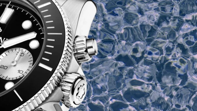 a closeup of a Titoni dive watch