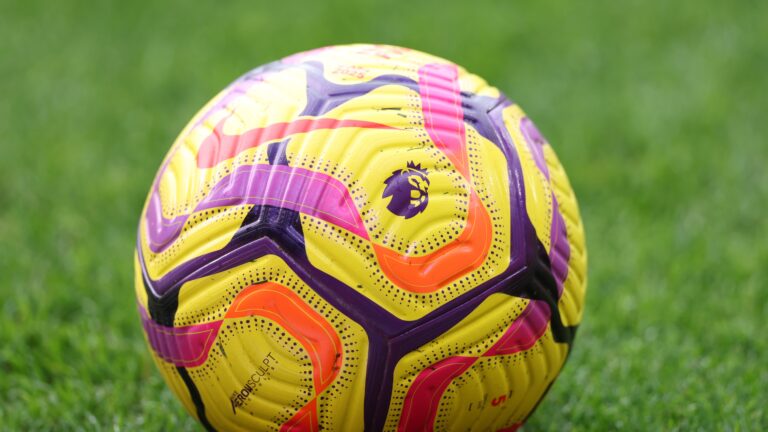 This season’s Premier League matches – EPL fixtures for 2025/26 : A detailed view of a Nike Flight match ball used for today's Premier League matches.