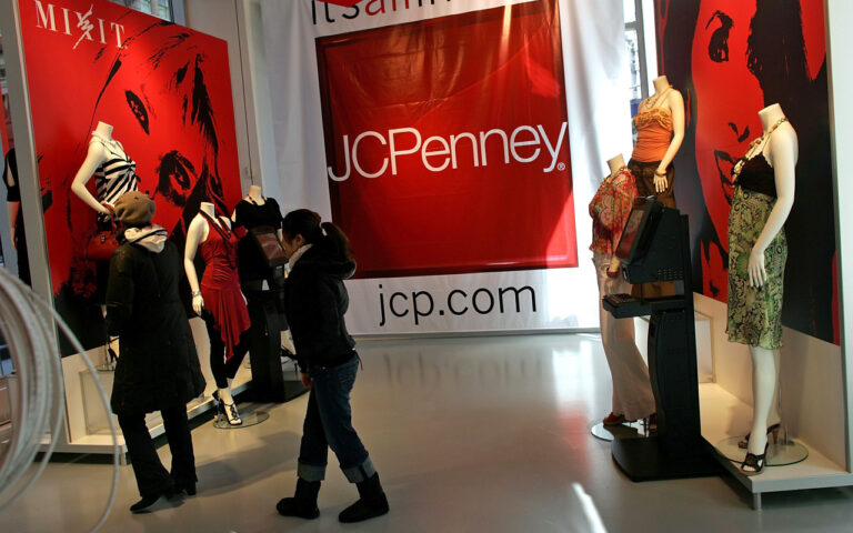 NEW YORK - MARCH 03:Customers walk through the new J.C. Penney 15,000-square foot temporary promotional store, or &amp;quot;pop-up&amp;quot; store, in Times Square March 3, 2006 in New York City. Part of the b