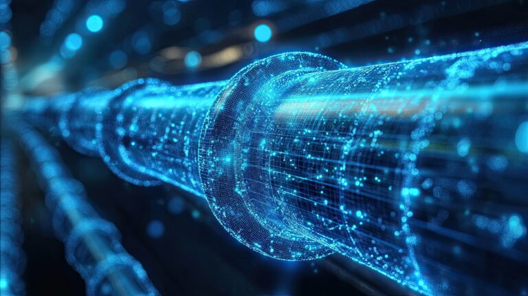 DIY-ing Your Own AI Agent? Consider the Maintenance Burden A digital representation water pipeline incorporating AI ML IoT smart leak detection highlighting advanced technology water management maintenance efficient resource use