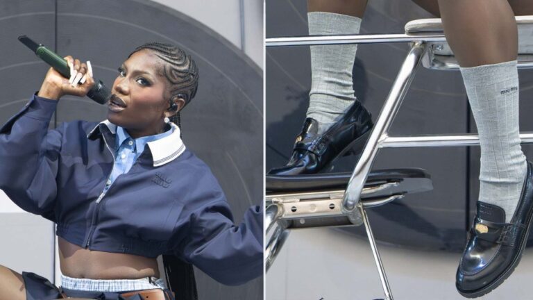 Doechii performs at Outside Lands wearing Miu Miu Penny Loafers.
