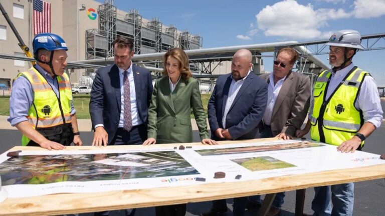 Oklahoma Governor Kevin Stitt and Google's Ruth Porat discussing data center plans