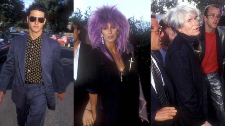 Tom Cruise, Cher and Andy Warhol at  Madonna and Sean Penn's wedding in 1985.