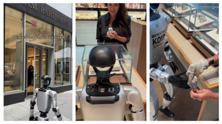 Humanoid robot tries on a Rolex watch in New York, surprises people as it goes on a casual stroll. Watch | Fashion Trends