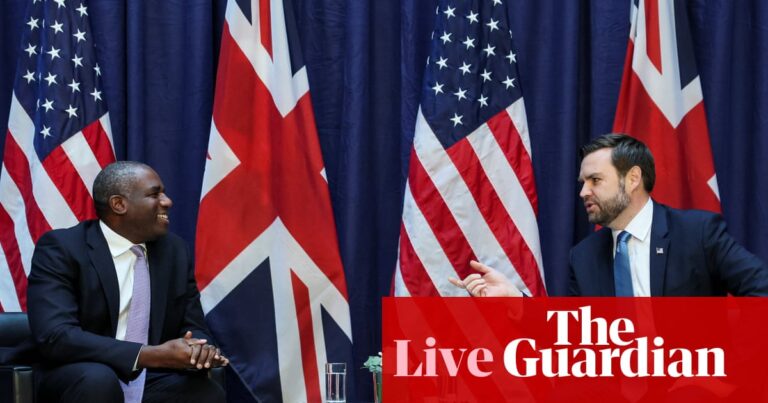 Lammy to host Vance in UK as Starmer denounces Israel’s plan to take control of Gaza City – UK politics live | Politics