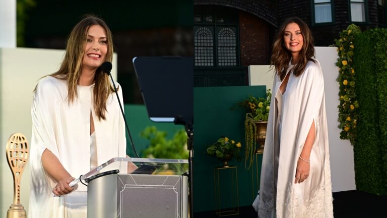 Maria Sharapova Wears Gabriela Hearst for Tennis Hall of Fame Event Maria Sharapova wears a custom white Gabriela Hearst look for her induction into the International Tennis Hall of Fame in Newport, RI.