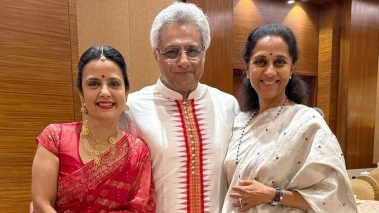 Newlywed Mahua Moitra looks beautiful in traditional red saree, gold jewellery at wedding reception with Pinaki Misra | Fashion Trends