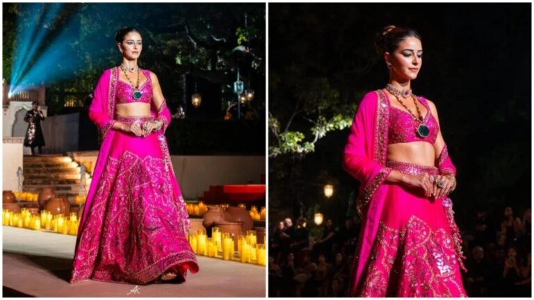 Showstopper Ananya Panday's hot pink lehenga with sleeveless blouse is perfect for modern brides who love bright colours | Fashion Trends