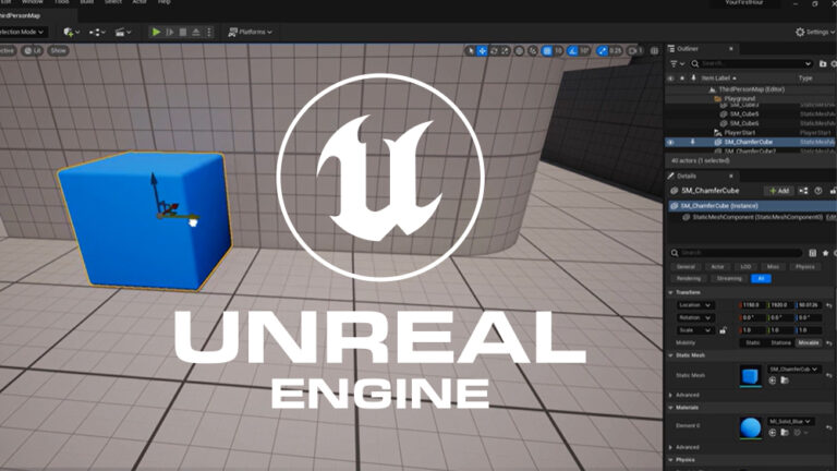 Unreal Engine logo on an image from one of the best Unreal Engine 5 courses