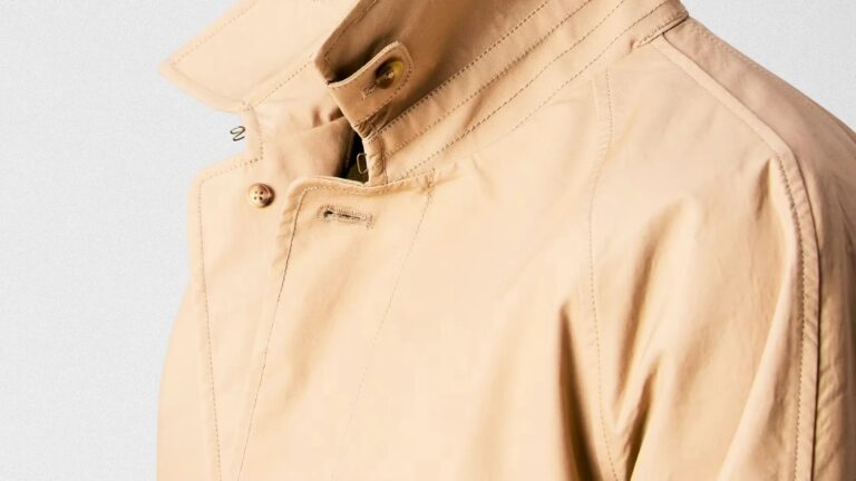 the collar of a Wills trench coat