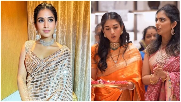 Top 5 Radhika Merchant ethnic looks that are perfect for Rakhi 2025 celebrations with your family: Sequins to silk saree | Fashion Trends