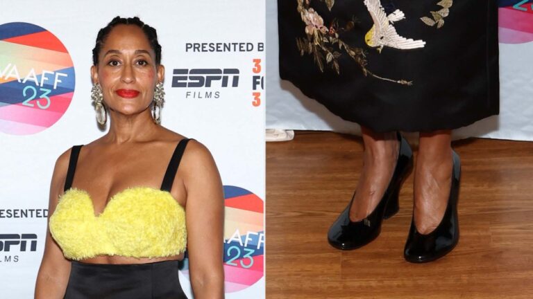 Tracee Ellis Ross wears Givenchy's sculpted patent leather pumps at the Martha's Vineyard African American Film Festival on Friday.