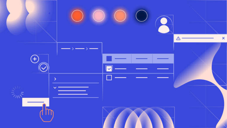 On a light violet background, there are different shapes and representations of components in SLDS 2.
