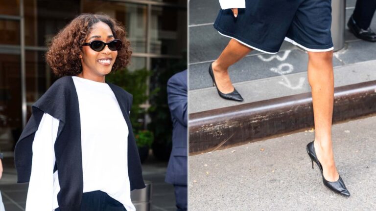 Ayo Edebiri Styled The Row’s $1,050 Pumps With Sporty Layers in NYC Ayo Edebiri is seen wearing The Row’s Liisa Pumps in black in Midtown on Saturday, September 27, 2025 in New York City.