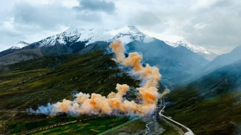 Cai Guoqiang's "Ascending Dragon" firework piece, sponsored by Arc'teryx.