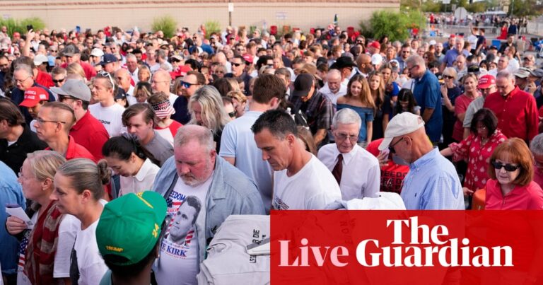 Charlie Kirk memorial latest updates: Trump and Vance to join tens of thousands of people at service for rightwing activist | Charlie Kirk shooting Charlie Kirk memorial latest updates: Trump and Vance to join tens of thousands of people at service for rightwing activist | Charlie Kirk shooting