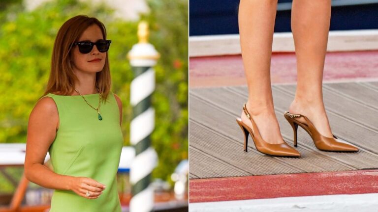 Emma Watson in Gucci's Signoria slingback pumps at the Venice International Film Festival on Saturday.