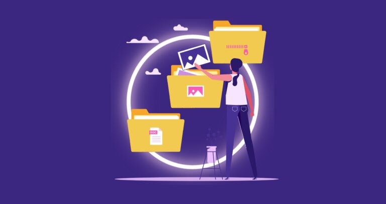 Free Templates for Small Business Owners Small business owner working on CRM templates in three folders