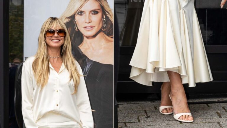 Heidi Klum Brings Minimal Mule Trend to L’Oréal’s Düsseldorf Pop-Up Heidi Klum wears white minimalist mules at the  L’Oréal pop-up in Düsseldorf on Tuesday.