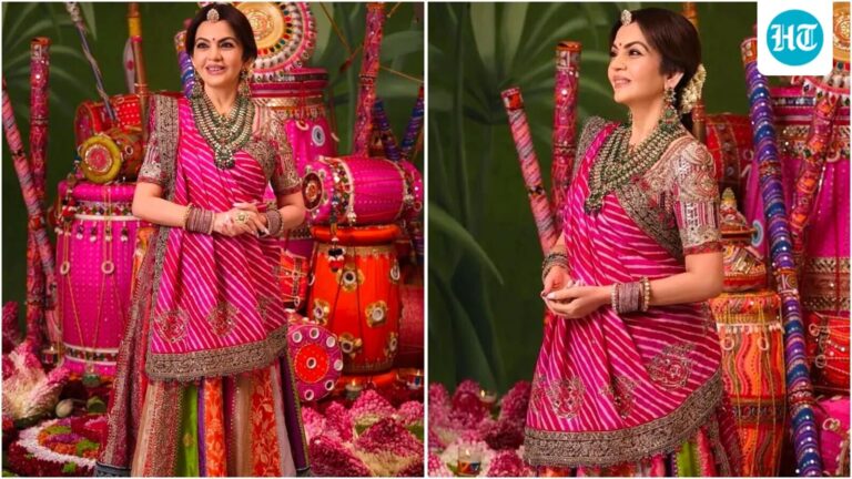 Nita Ambani’s stunning Navratri 2025 look in Banarasi lehenga, diamond jewels features all ‘9 colours of Goddess Durga’ Nita Ambani's stunning Navratri 2025 look in Banarasi lehenga, diamond jewels features all ‘9 colours of Goddess Durga’