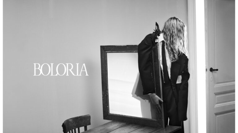 A visual for the new Belgian fashion brand Boloria, launching in 2026.