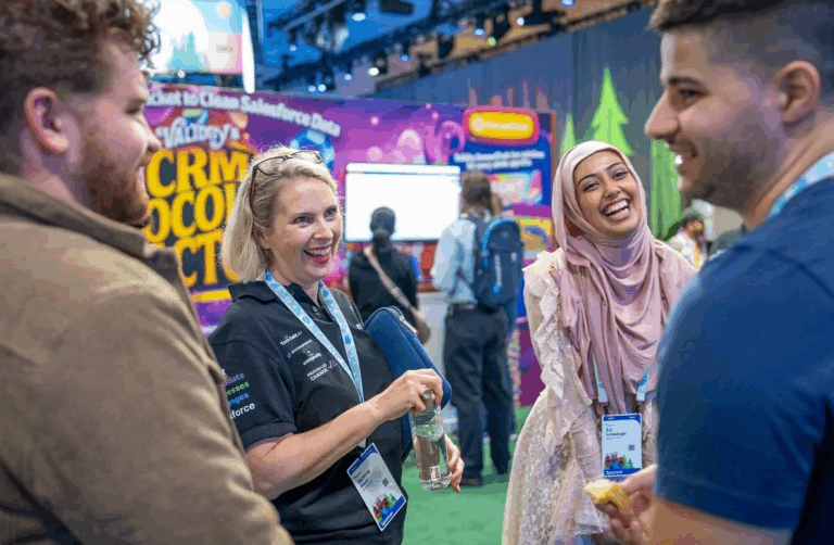 Small Business, Big Connections: How To Network at Dreamforce Attendees at Dreamforce sharing a moment of connection for networking small businesses.