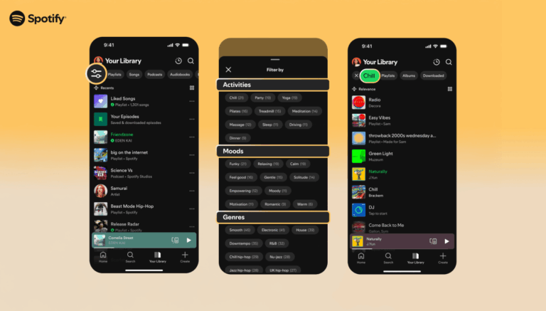 Spotify app screenshot showing smart filters