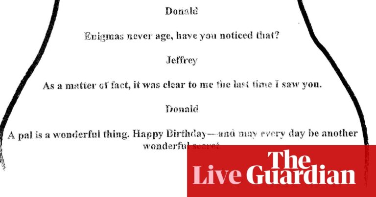 White House hits back after Democrats share alleged Trump ‘birthday note’ to Jeffrey Epstein – live updates | Trump administration