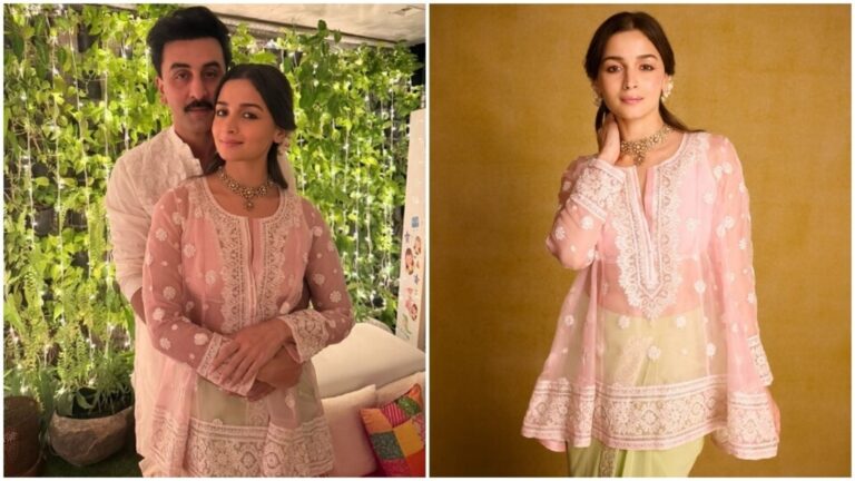 Alia Bhatt pairs beautiful AJSK kurta with a ‘lungi’ for Diwali 2025; Ranbir Kapoor shows less is always more
