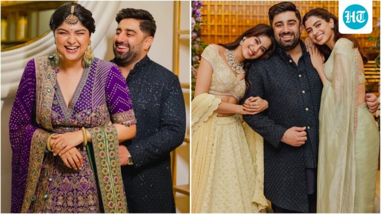 Anshula Kapoor gets engaged to Rohan Thakkar in dreamy purple Bandhani lehenga; Janhvi, Khushi stun in pastel outfits