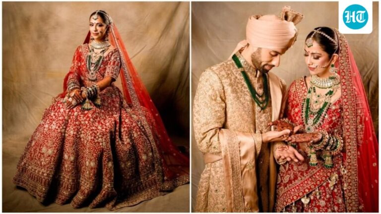 Avika Gor stuns as a traditional Indian bride in red lehenga with golden embroidery: First official wedding pics out Avika Gor stuns as a traditional Indian bride in red lehenga with golden embroidery: First official wedding pics out