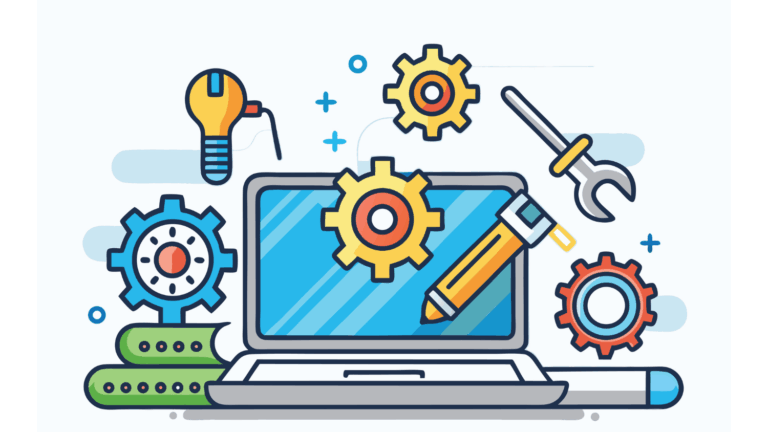 Exploring the Agentforce Development Lifecycle Agentforce development lifecycle image. tools, gears, lightbulb and a wrench in front of a computer screen to illustrate a lifecycle process