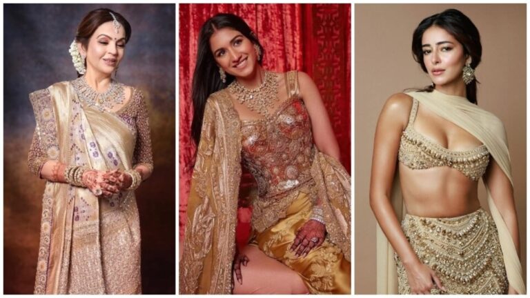 Golden outfits by Nita Ambani, Radhika Merchant, Ananya Panday, Janhvi Kapoor for Dhanteras 2025 fashion inspo Golden outfits by Nita Ambani, Radhika Merchant, Ananya Panday, Janhvi Kapoor for Dhanteras 2025 fashion inspo
