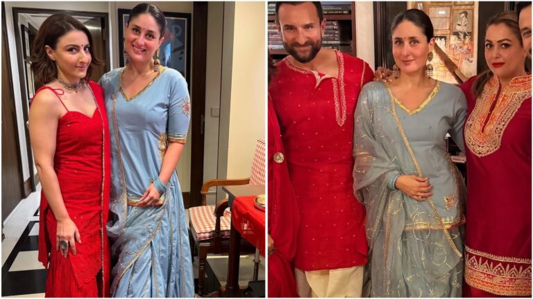Kareena Kapoor celebrates Dhanteras with family in gorgeous powder blue lehenga; find out how much it costs