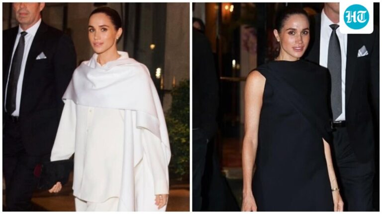 Meghan Markle's surprise Paris Fashion Week debut in 2 chic Balenciaga looks leaves fans buzzing. Watch