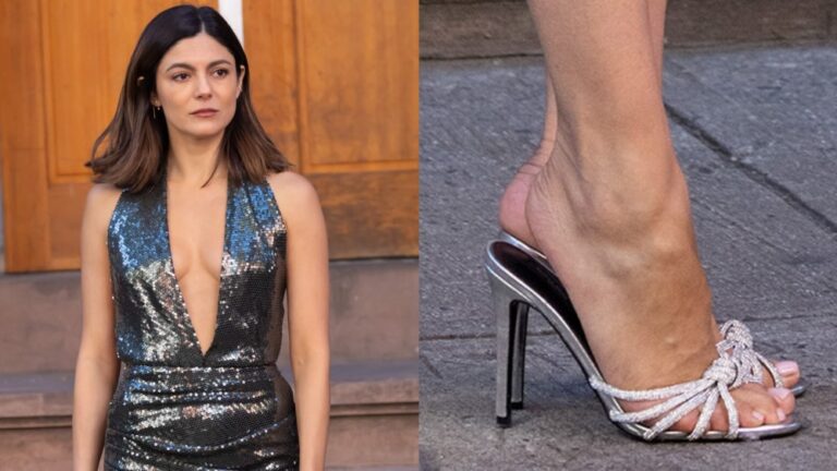 Monica Barbaro Adds Bling to Mule Trend in Silver Heels in New York Monica Barbaro is seen on the set of 'One Night Only' on Friday in New York City.