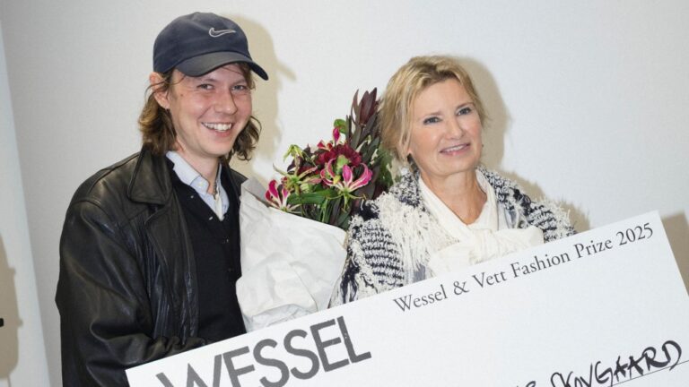 Nicklas Skovgaard and Nina Wedell-Wedellsborg, founder of Wessel & Vett Fashion Prize.