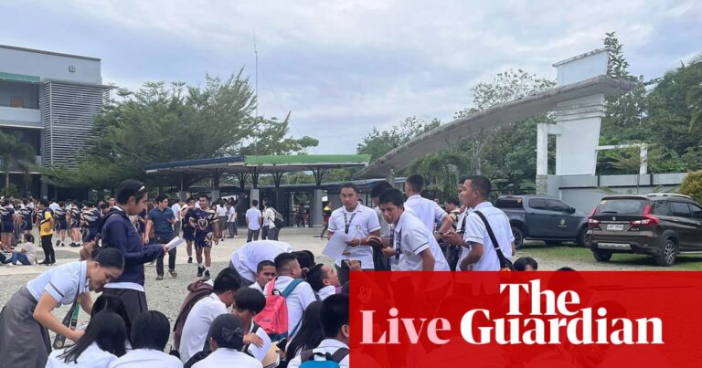 Philippines earthquake: tsunami threat lifted after 7.6 quake hits Mindanao – live updates | Philippines