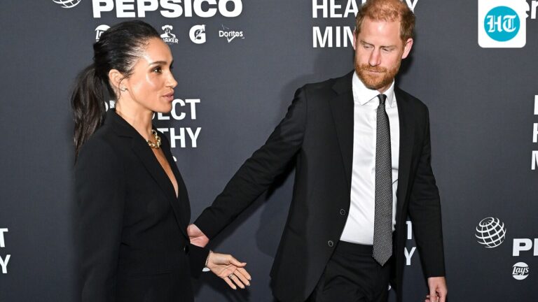 Prince Harry and Meghan Markle are the ideal power couple in coordinated black fits for World Mental Health Day gala
