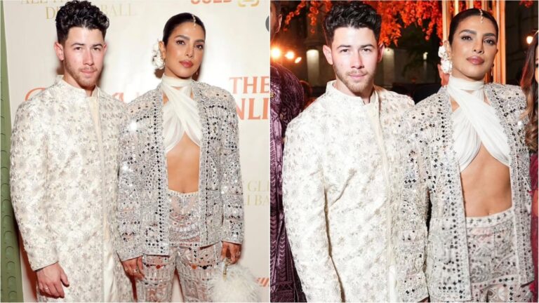 Priyanka Chopra and Nick Jonas make stylish statement in coordinated ivory looks at pre-Diwali bash in New York Priyanka Chopra and Nick Jonas make stylish statement in coordinated ivory looks at pre-Diwali bash in New York