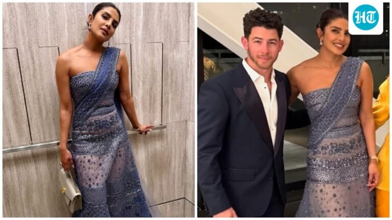 Priyanka Chopra's modern take on saree in strapless gown with Nick Jonas impresses fans: Desi Girl for a reason