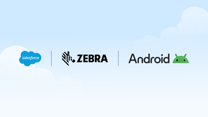 Salesforce partners with Google Android and Zebra Technologies for POS deployment Salesforce, Zebra Technologies, and Google Android logos representing their new partnership