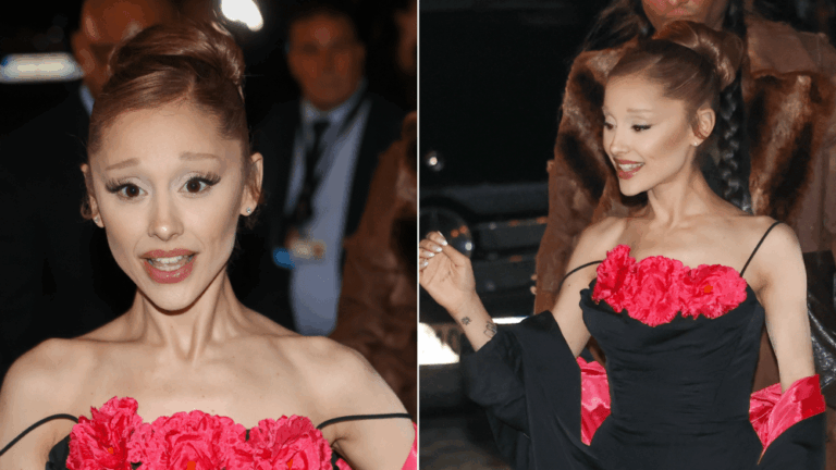 Ariana Grande in vintage Lilli Diamond dress and coat from the 1950s at the Paris premiere of "Wicked: For Good" on Friday evening.