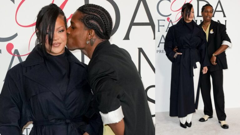 Rihanna and A$AP Rocky at the 2025 CFDA Fashion Awards held at The American Museum of Natural History on November 03, 2025 in New York, New York.