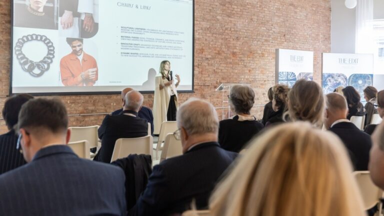 Paola De Luca onstage presenting during The Edit.